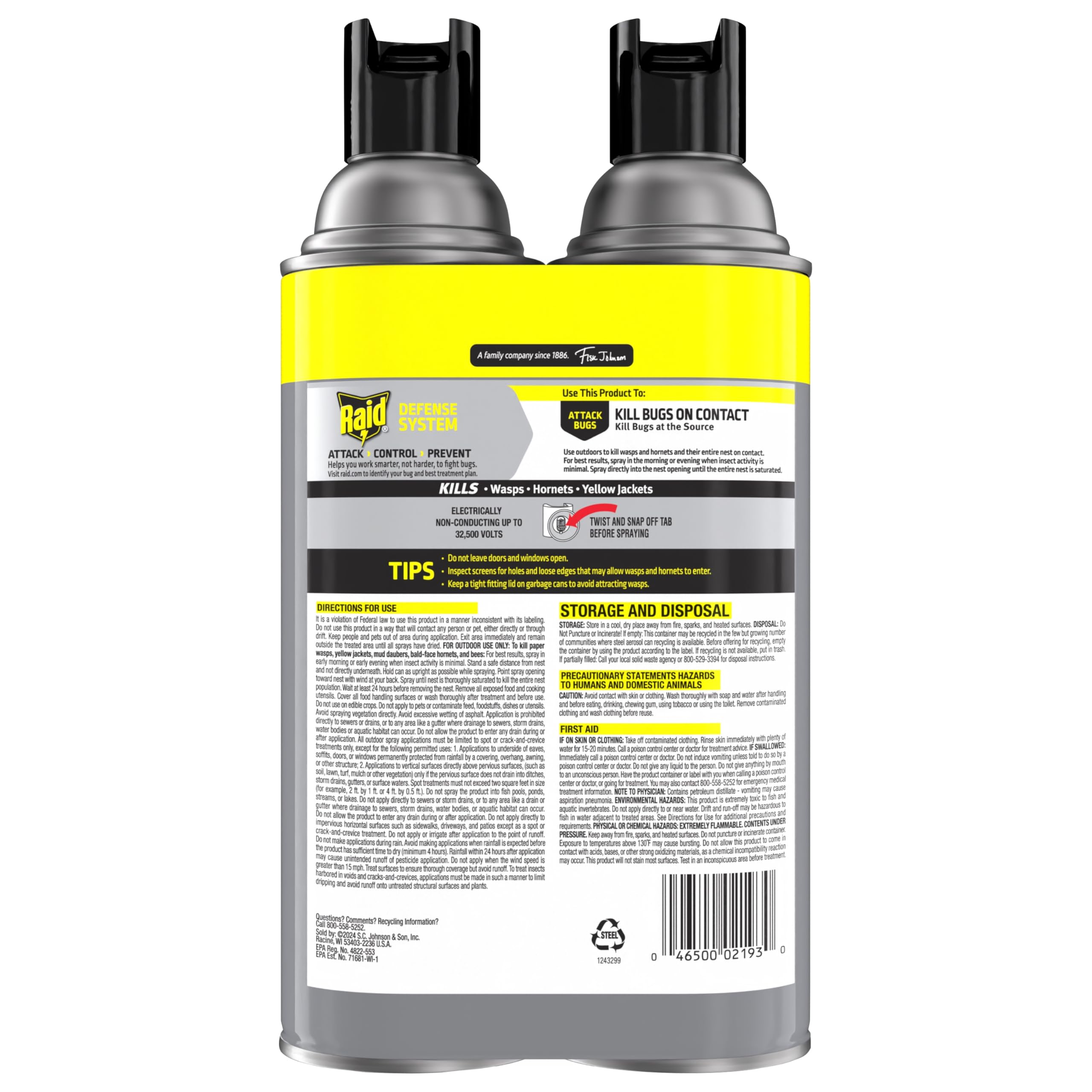 Raid Wasp & Hornet Killer Spray, Bug Killer Kills the Entire Nest, 14 Oz, 2 Count - Image 10