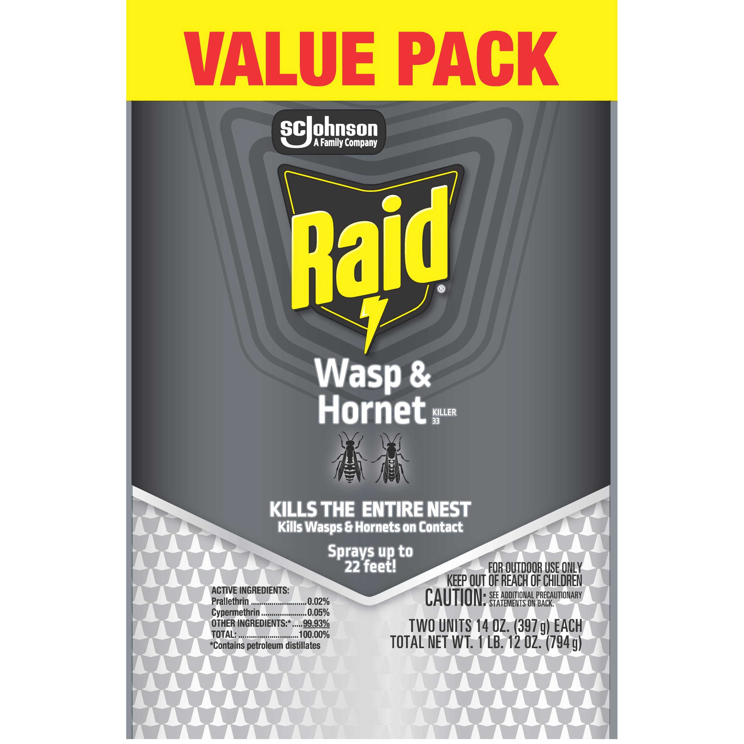 Raid Wasp & Hornet Killer Spray, Bug Killer Kills the Entire Nest, 14 Oz, 2 Count - Image 11