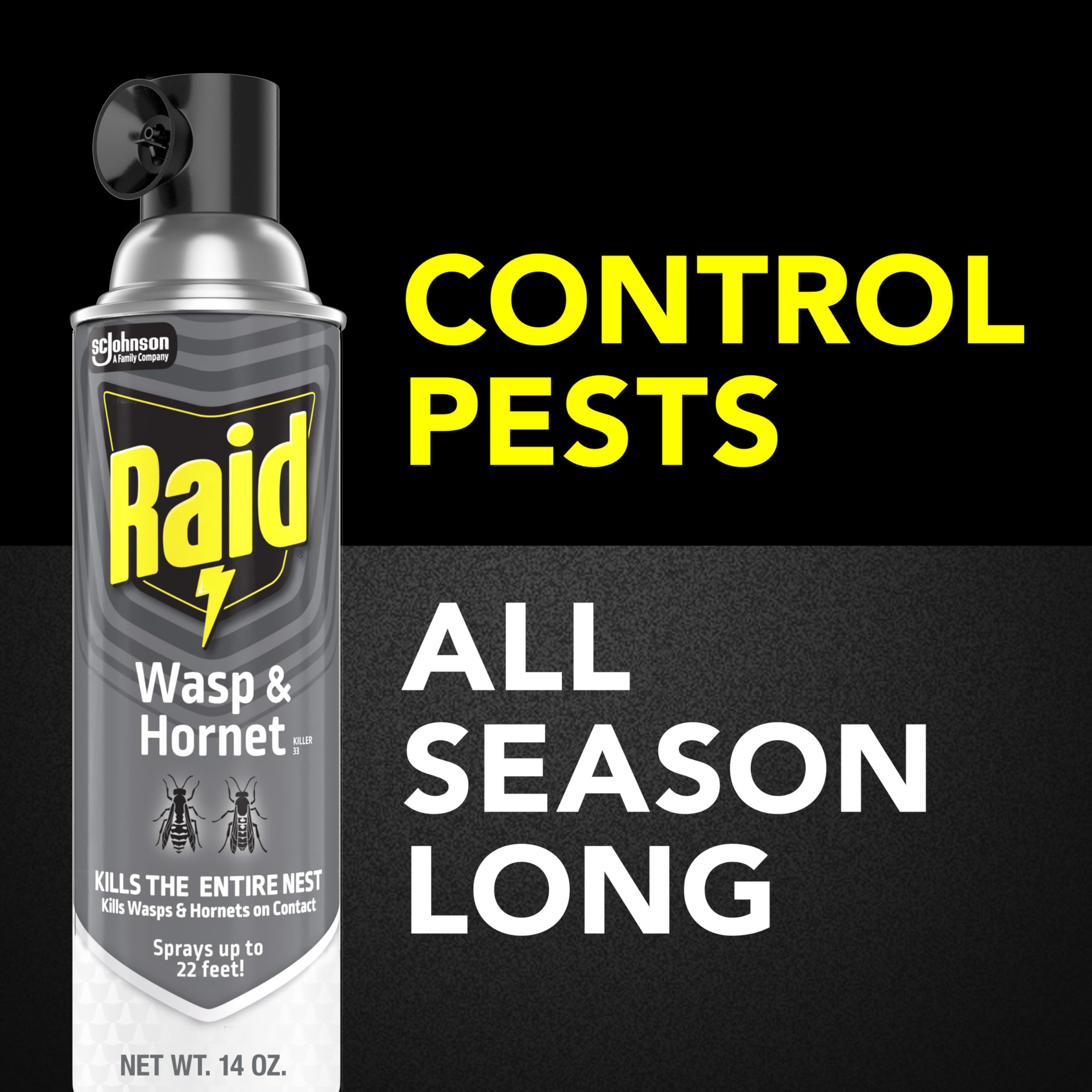 Raid Wasp & Hornet Killer Spray, Bug Killer Kills the Entire Nest, 14 Oz, 2 Count - Image 6