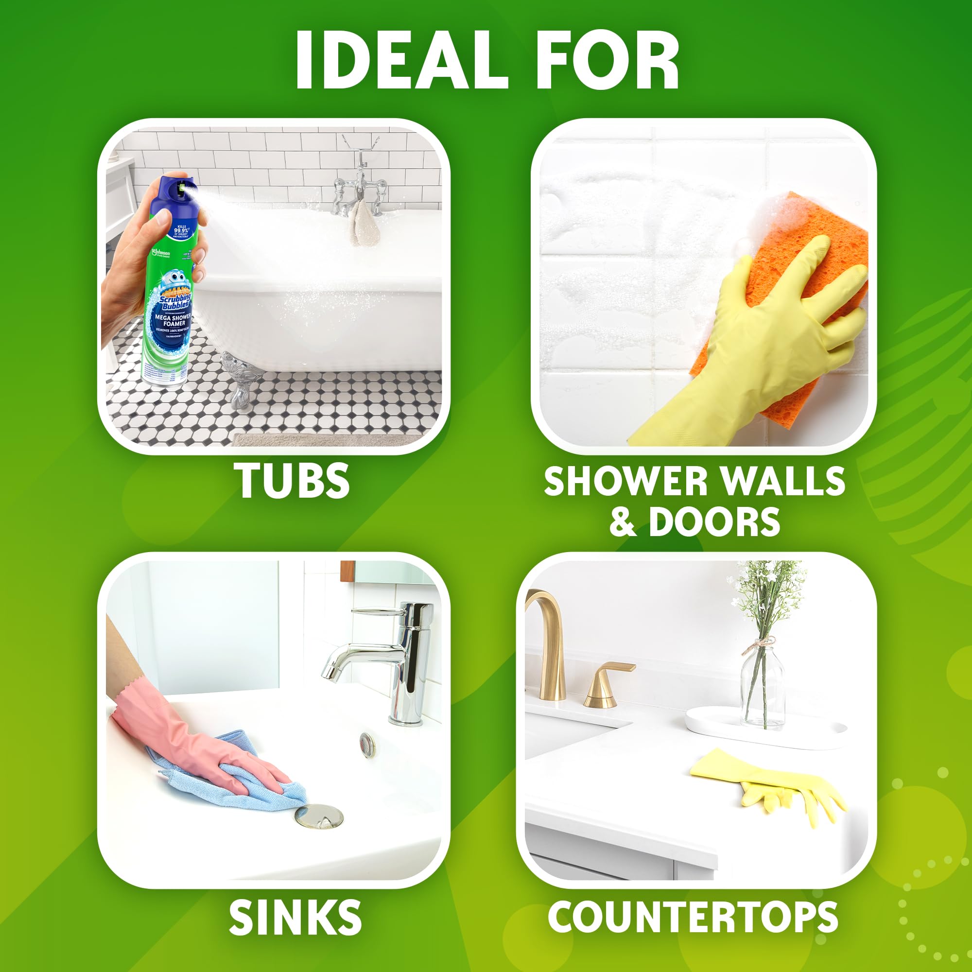 Scrubbing Bubbles Mega Bathroom and Shower Foamer Aerosol, Rainshower Scent, 20oz (Pack of 2) - Image 5