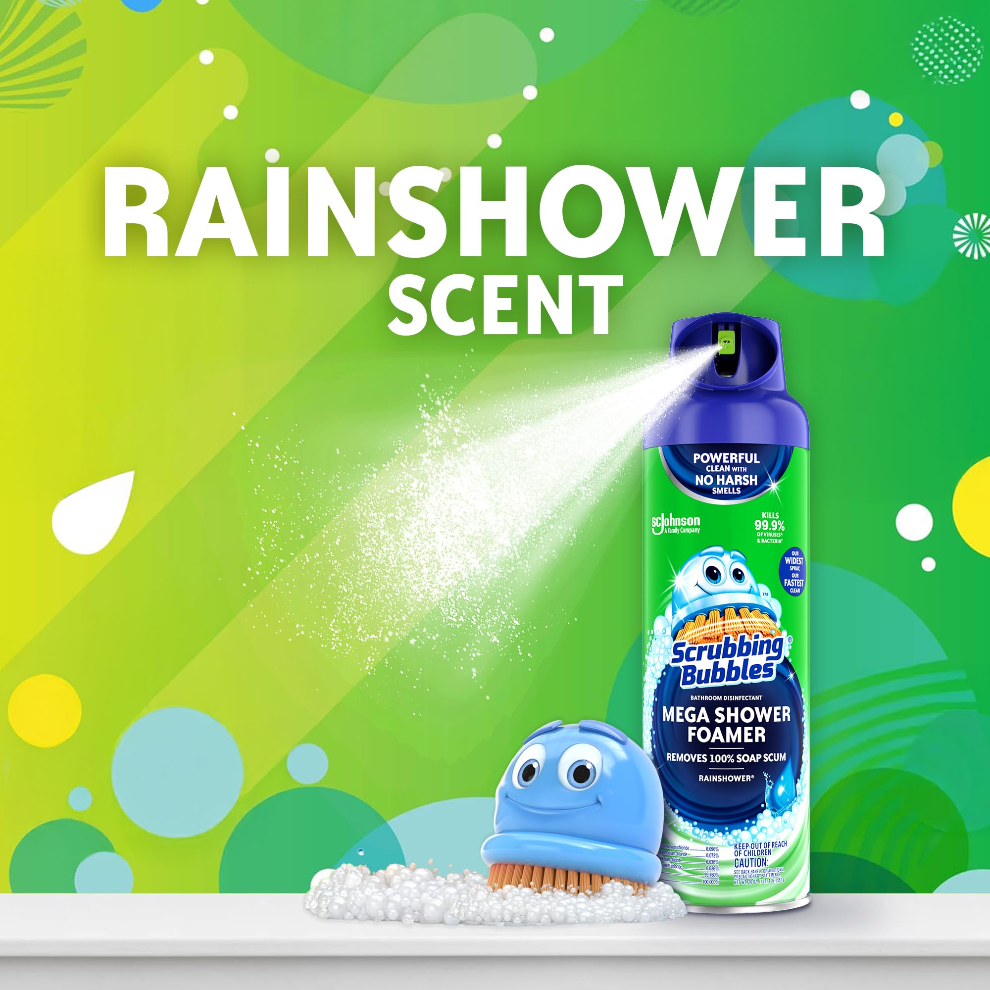 Scrubbing Bubbles Mega Bathroom and Shower Foamer Aerosol, Rainshower Scent, 20oz (Pack of 2) - Image 7