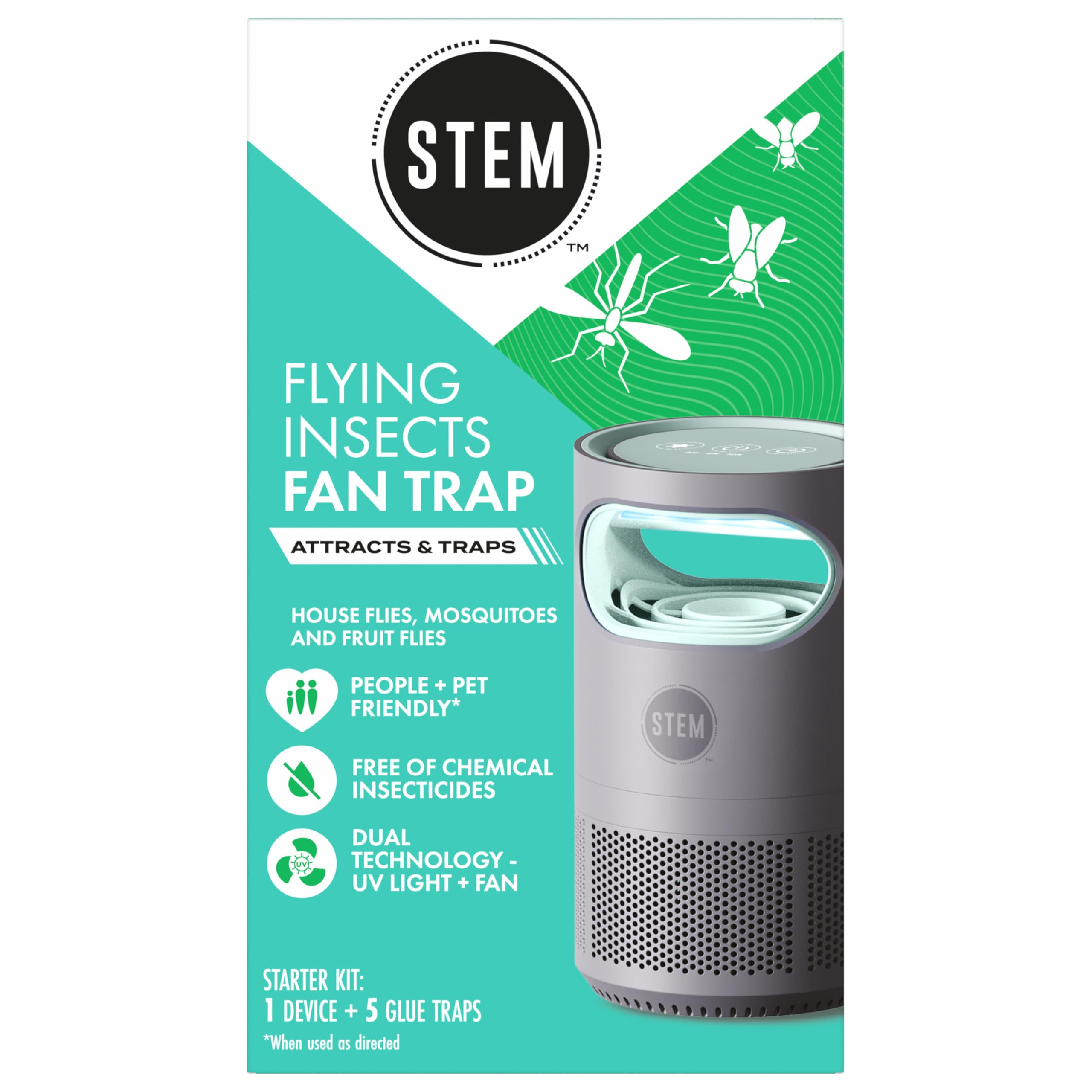 STEM Flying Insect Fan Trap for Indoor Bug Control, Attracts Mosquitoes, Fruit Flies, and House Flies, Plug-in Fan with UV Light, Starter Kit Includes 1 Device and 5 Glue Traps - Image 10