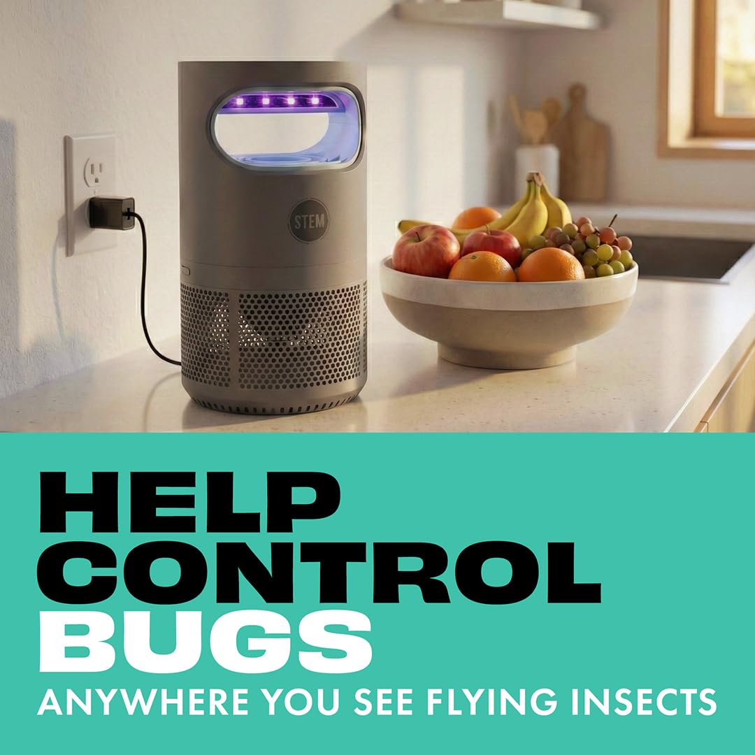 STEM Flying Insect Fan Trap for Indoor Bug Control, Attracts Mosquitoes, Fruit Flies, and House Flies, Plug-in Fan with UV Light, Starter Kit Includes 1 Device and 5 Glue Traps - Image 3
