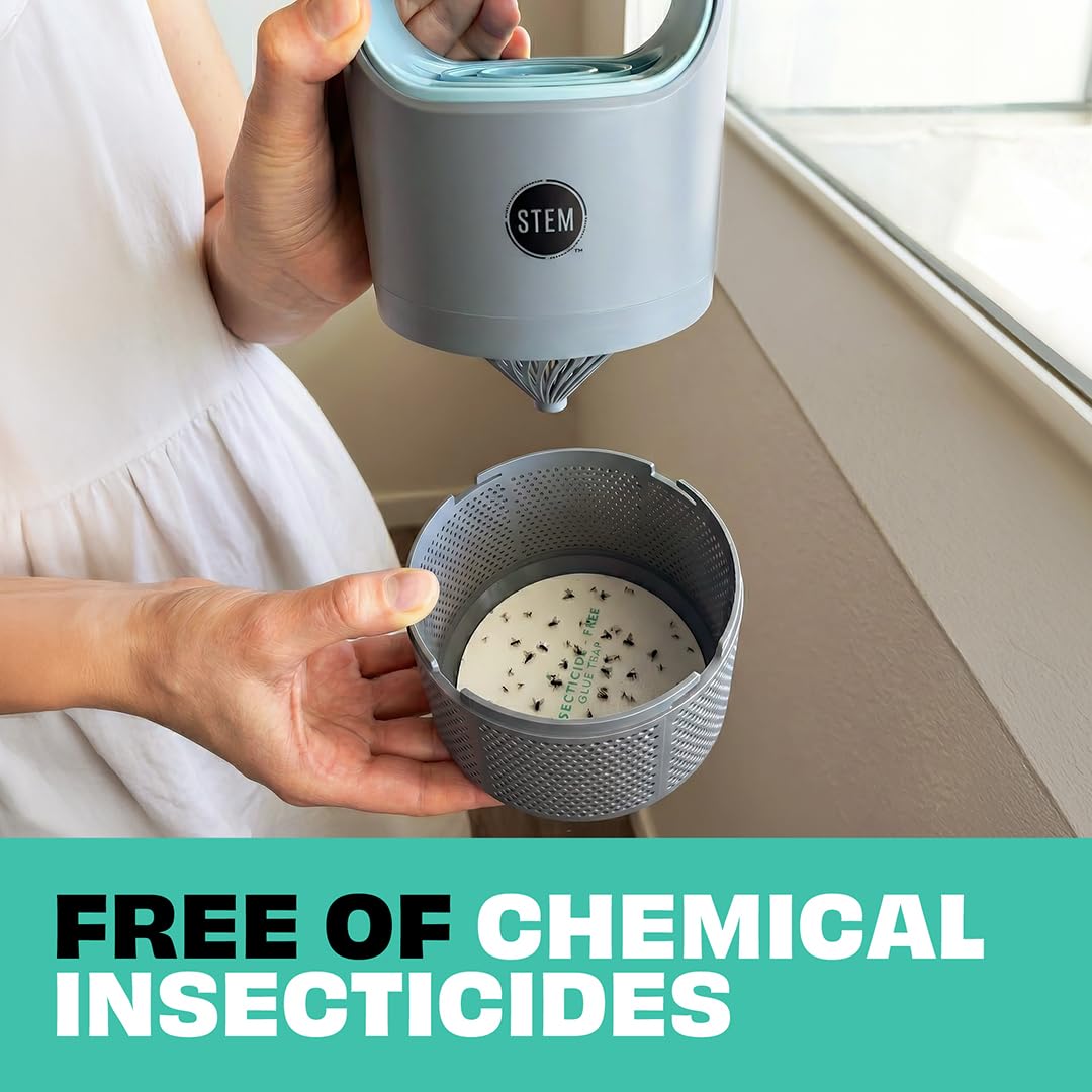 STEM Flying Insect Fan Trap for Indoor Bug Control, Attracts Mosquitoes, Fruit Flies, and House Flies, Plug-in Fan with UV Light, Starter Kit Includes 1 Device and 5 Glue Traps - Image 6