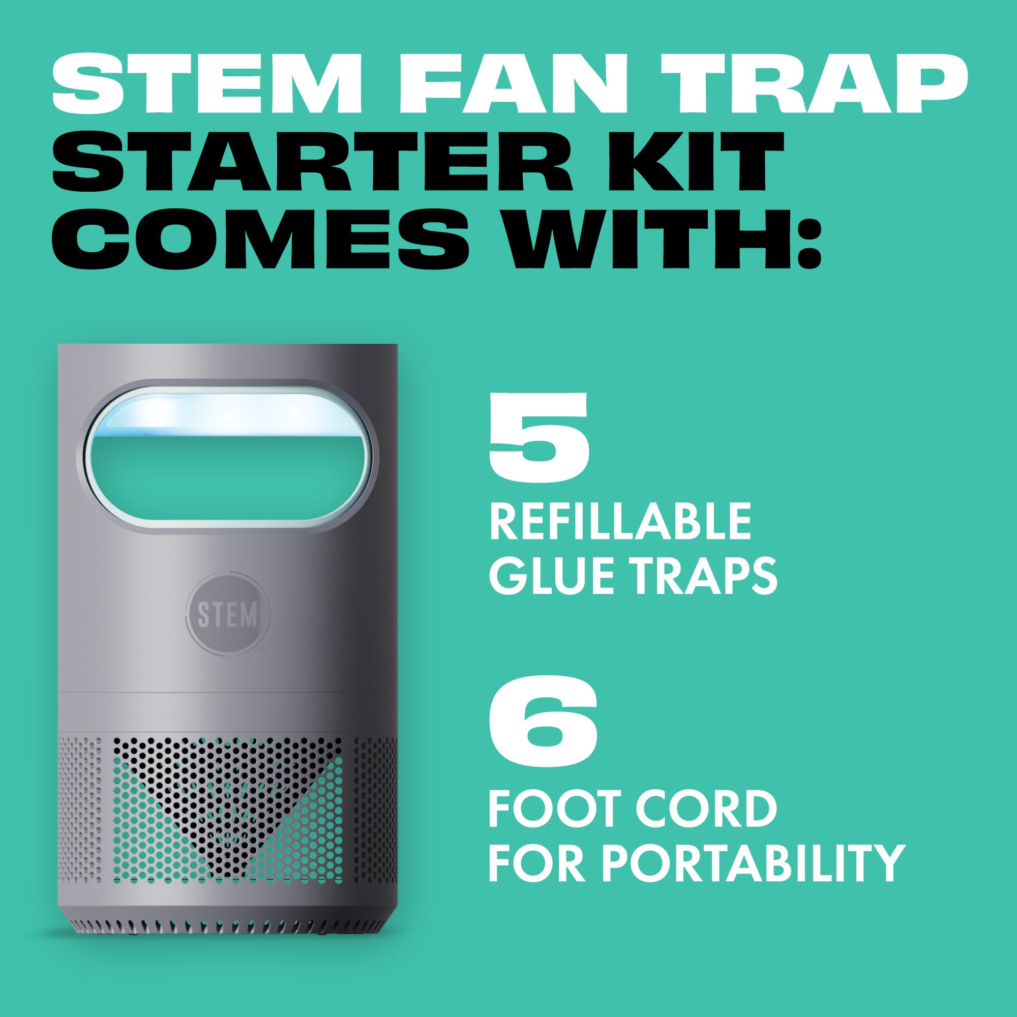 STEM Flying Insect Fan Trap for Indoor Bug Control, Attracts Mosquitoes, Fruit Flies, and House Flies, Plug-in Fan with UV Light, Starter Kit Includes 1 Device and 5 Glue Traps - Image 7