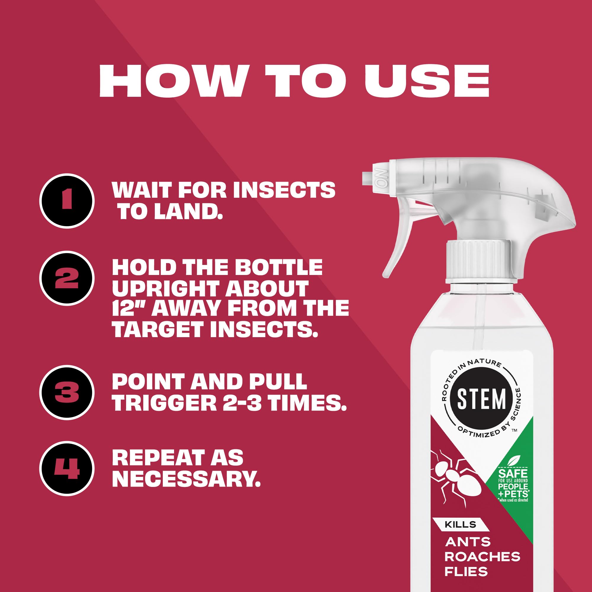 STEM Kills Ants, Roaches And Flies: Plant-Based Active Ingredient Bug Spray, Botanical Insecticide For Indoor And Outdoor Use; 12 fl oz (Pack Of 1) - Image 6