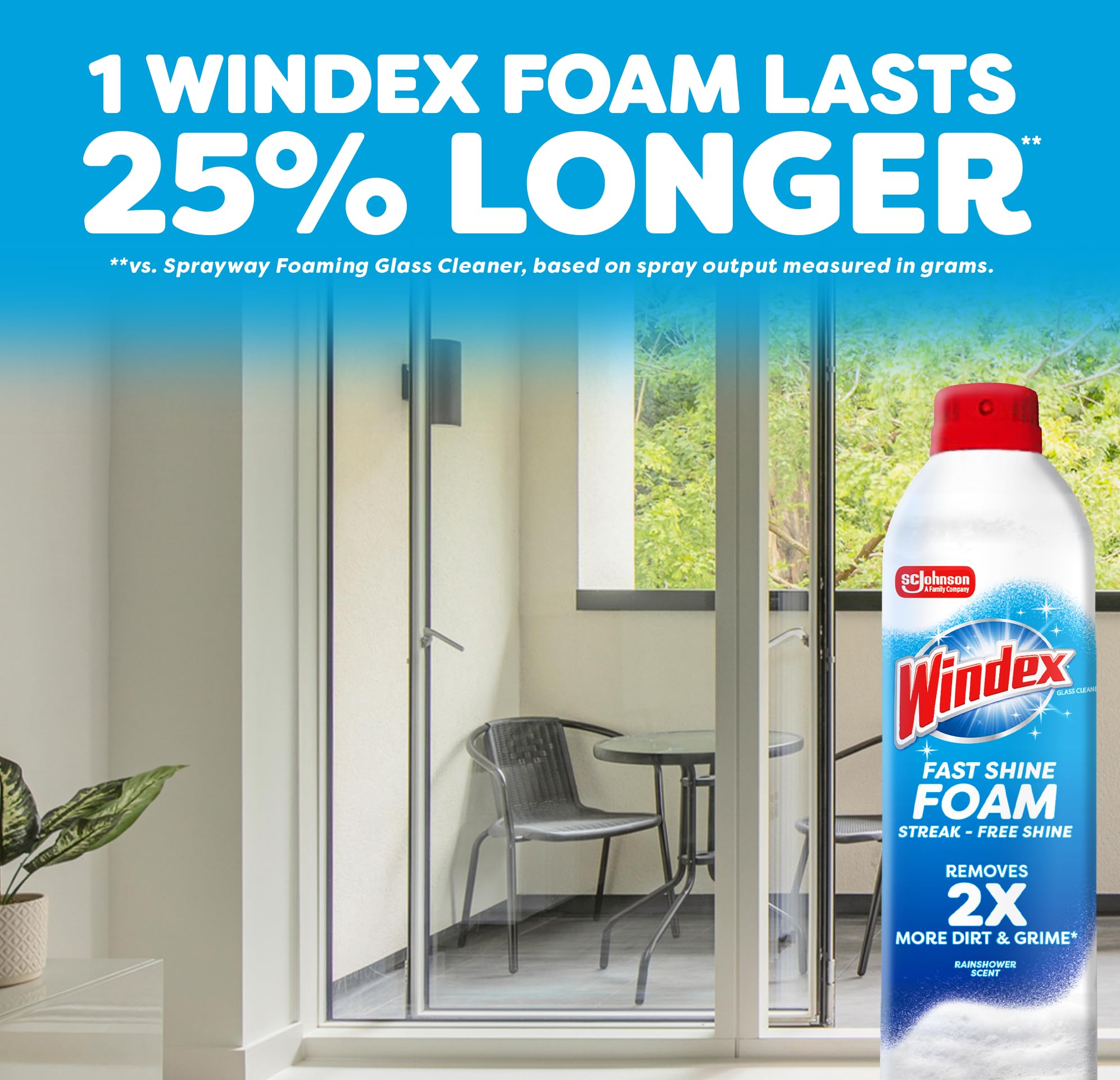 Windex Fast Shine Foam Glass Cleaner, No-Drip Windows, Doors, Mirrors & Countertops Aerosol Cleaning Spray, Streak-Free Shine, Removes Fingerprints, Dust, Dirt, Grime & More 19 oz (Pack of 1) - Image 8