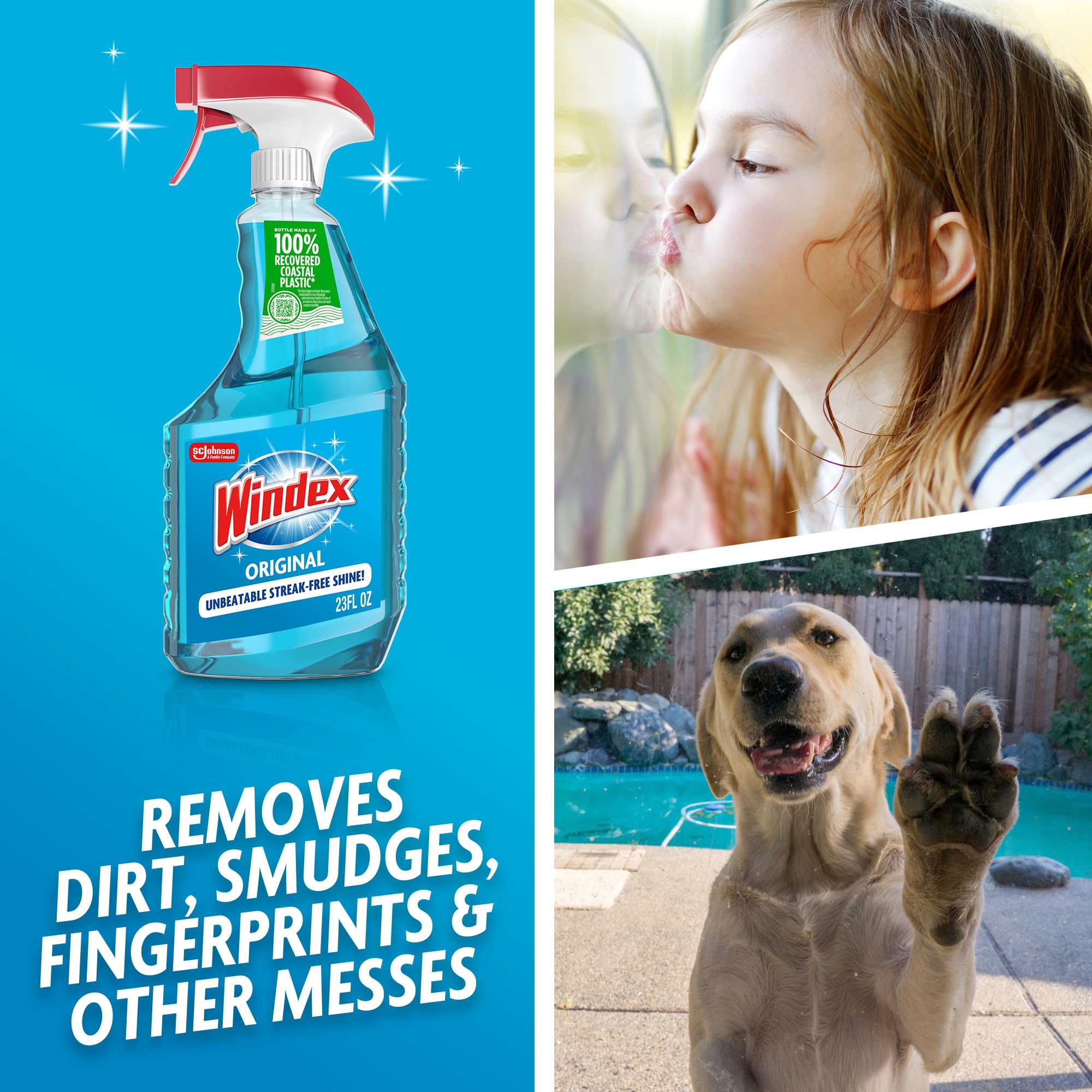 Windex Glass and Window Cleaner Spray Bottle, Packaging Designed to Prevent Leakage and Breaking, Surface Cleaning Spray, Original Blue Scent, 23 Fl Oz - Image 3