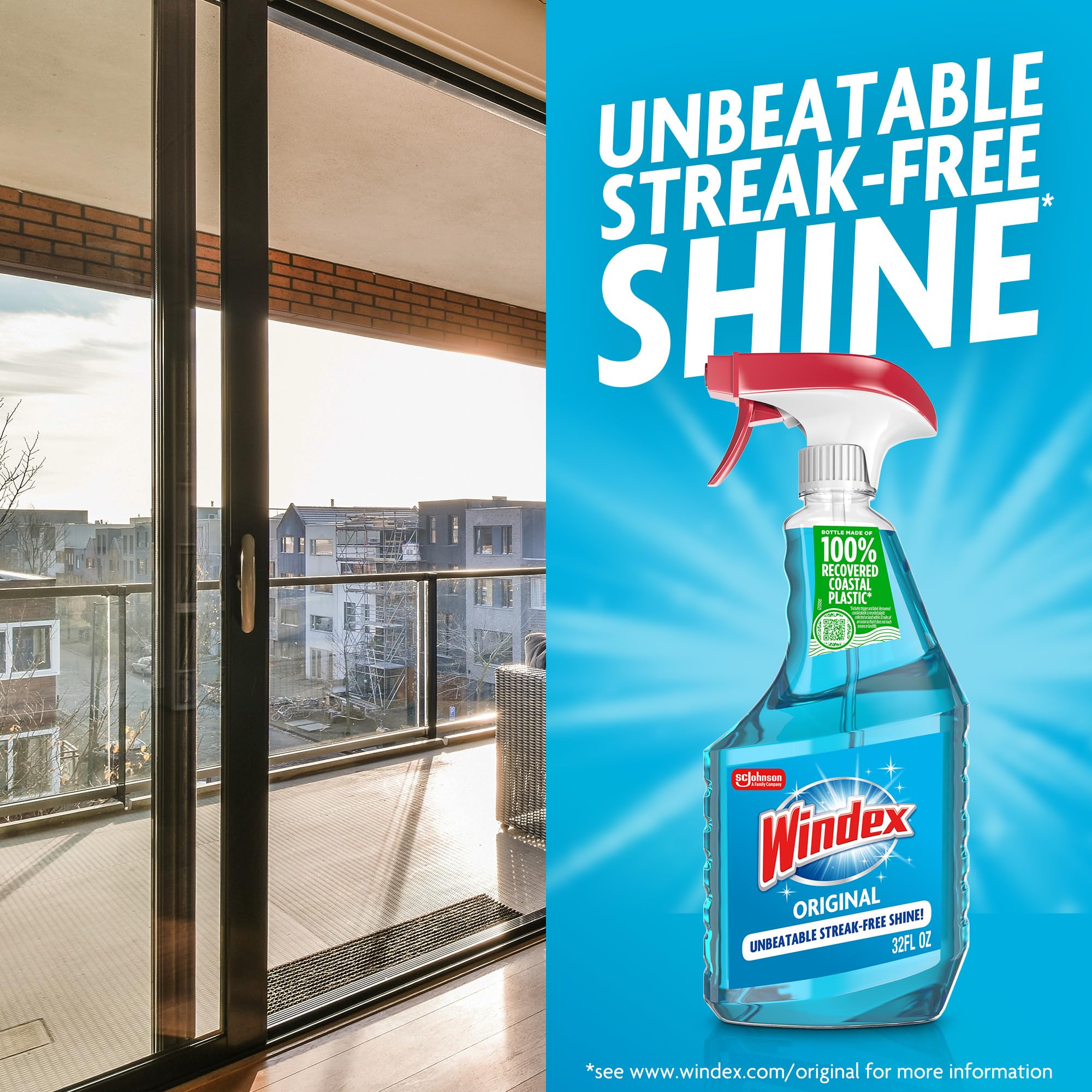 Windex Glass and Window Cleaner Spray Bottle, Packaging Designed to Prevent Leakage and Breaking, Surface Cleaning Spray, Original Blue Scent, 23 Fl Oz - Image 4