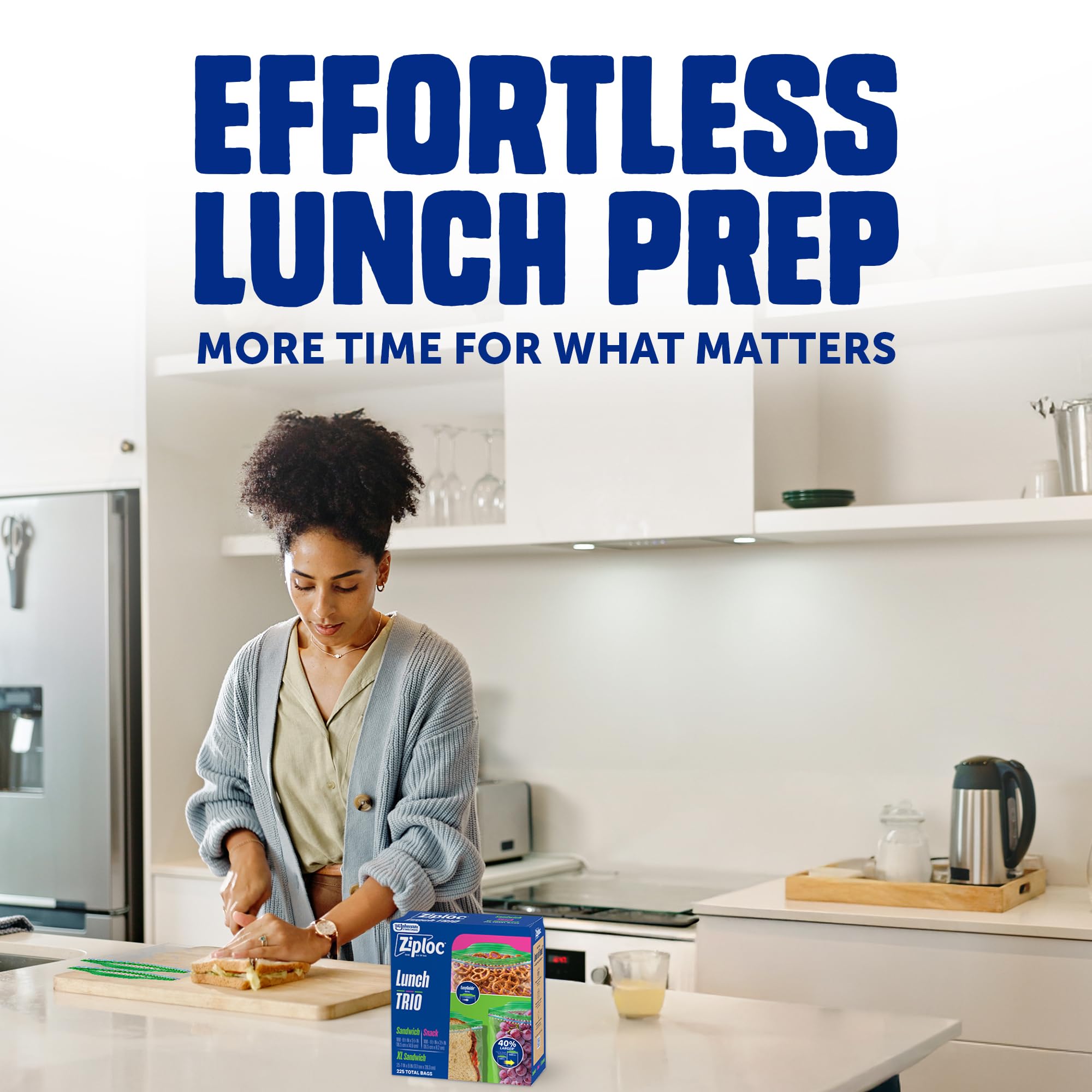 Ziploc Brand Lunch Trio Variety Pack with EasyGuide Texture, Grip ’n Seal Technology, 225 count - Image 5