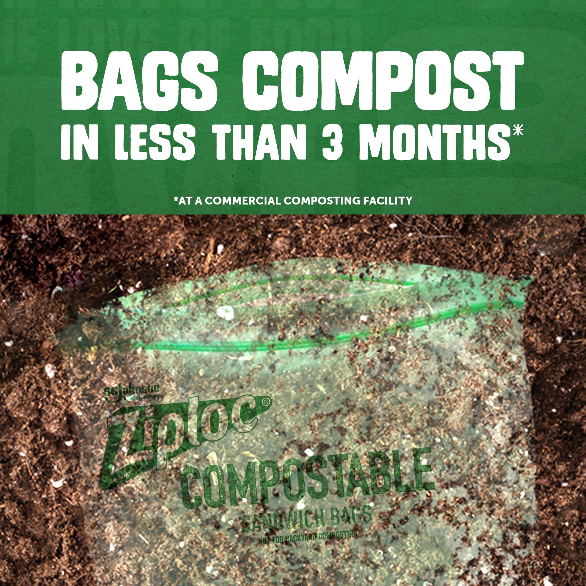 Ziploc Compostable Sandwich and Snack Bags for On The Go Freshness, Designed to be Commercially Compostable, 40 Bags - Image 3