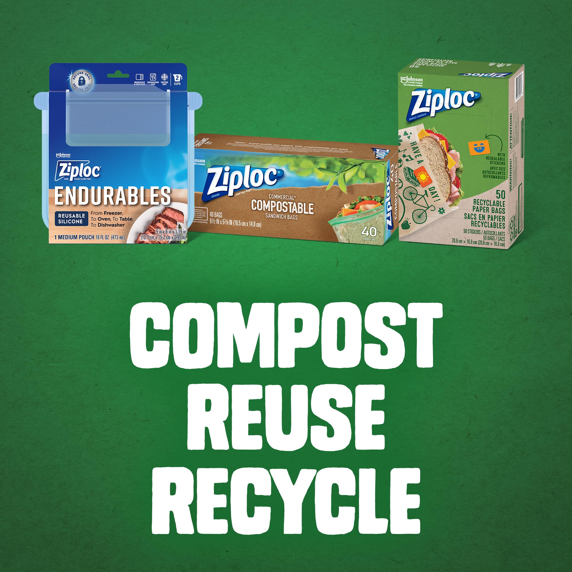 Ziploc Compostable Sandwich and Snack Bags for On The Go Freshness, Designed to be Commercially Compostable, 40 Bags - Image 7