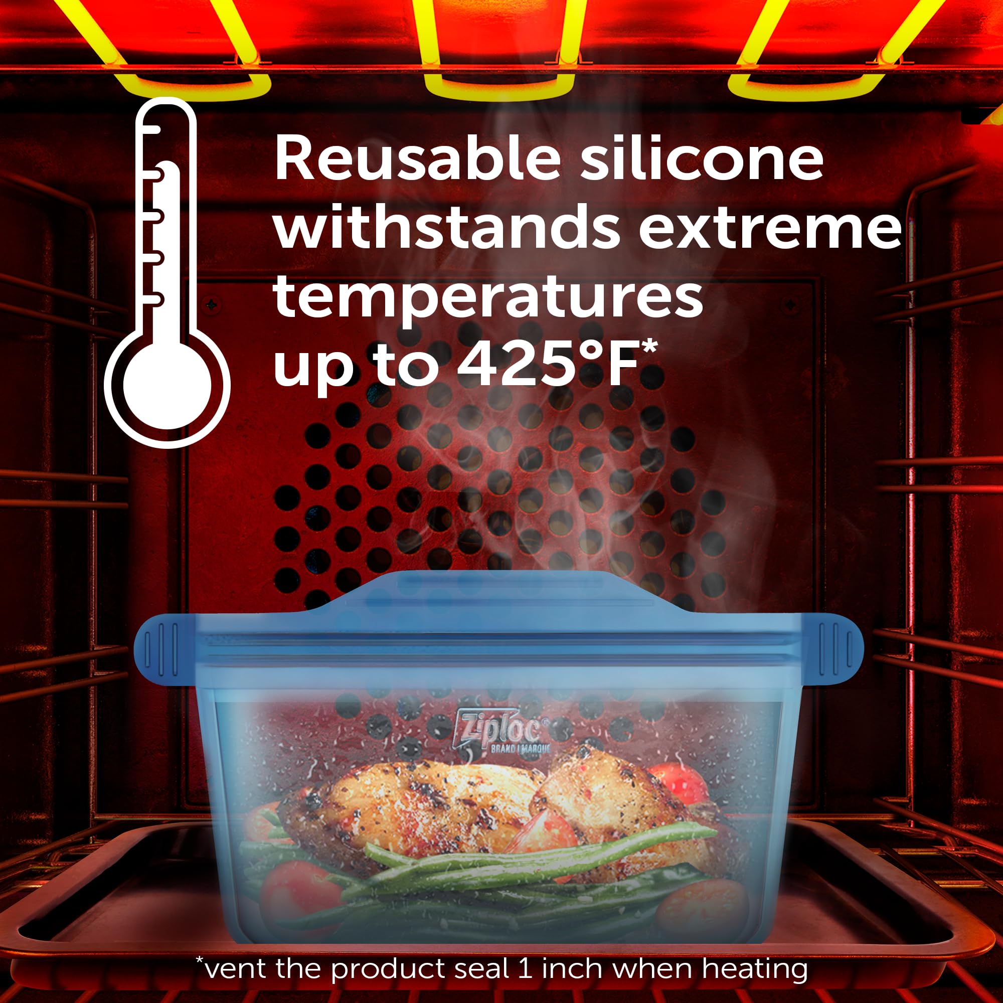 Ziploc Endurables Silicone Food Storage Meal Prep Containers, Microwave Safe and Eco-Friendly, Medium Container, 1 Count - Image 7