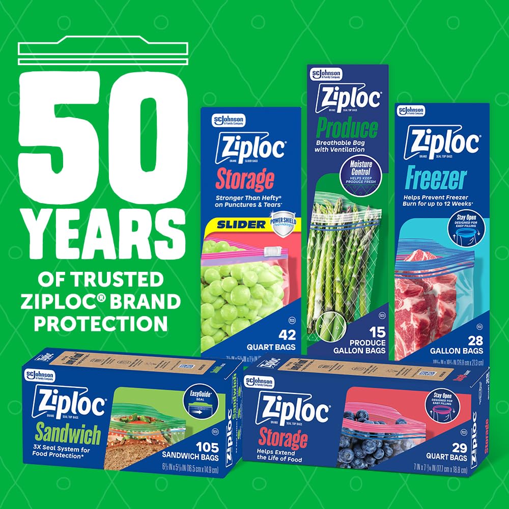 Ziploc Food Storage Produce Bags, Seal Top to Keep and Control Moisture, 15 Bags Total - Image 7
