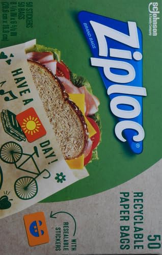 Ziploc Paper Sandwich and Snack Bags, Recyclable & Sealable with Fun Designs, 50 Bags Total - Image 3