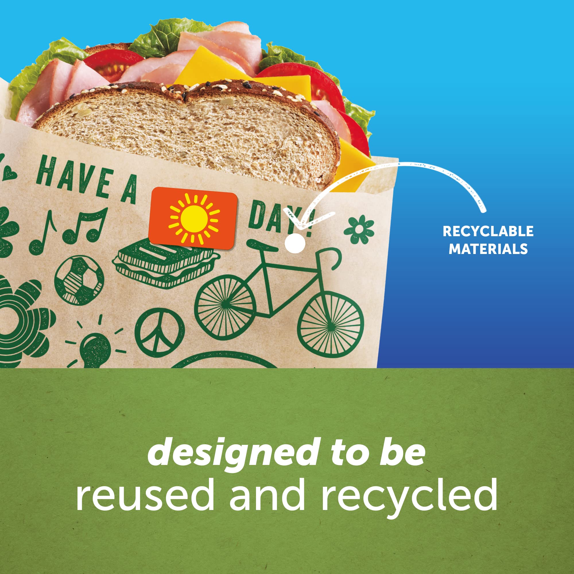 Ziploc Paper Sandwich and Snack Bags, Recyclable & Sealable with Fun Designs, 50 Bags Total - Image 8