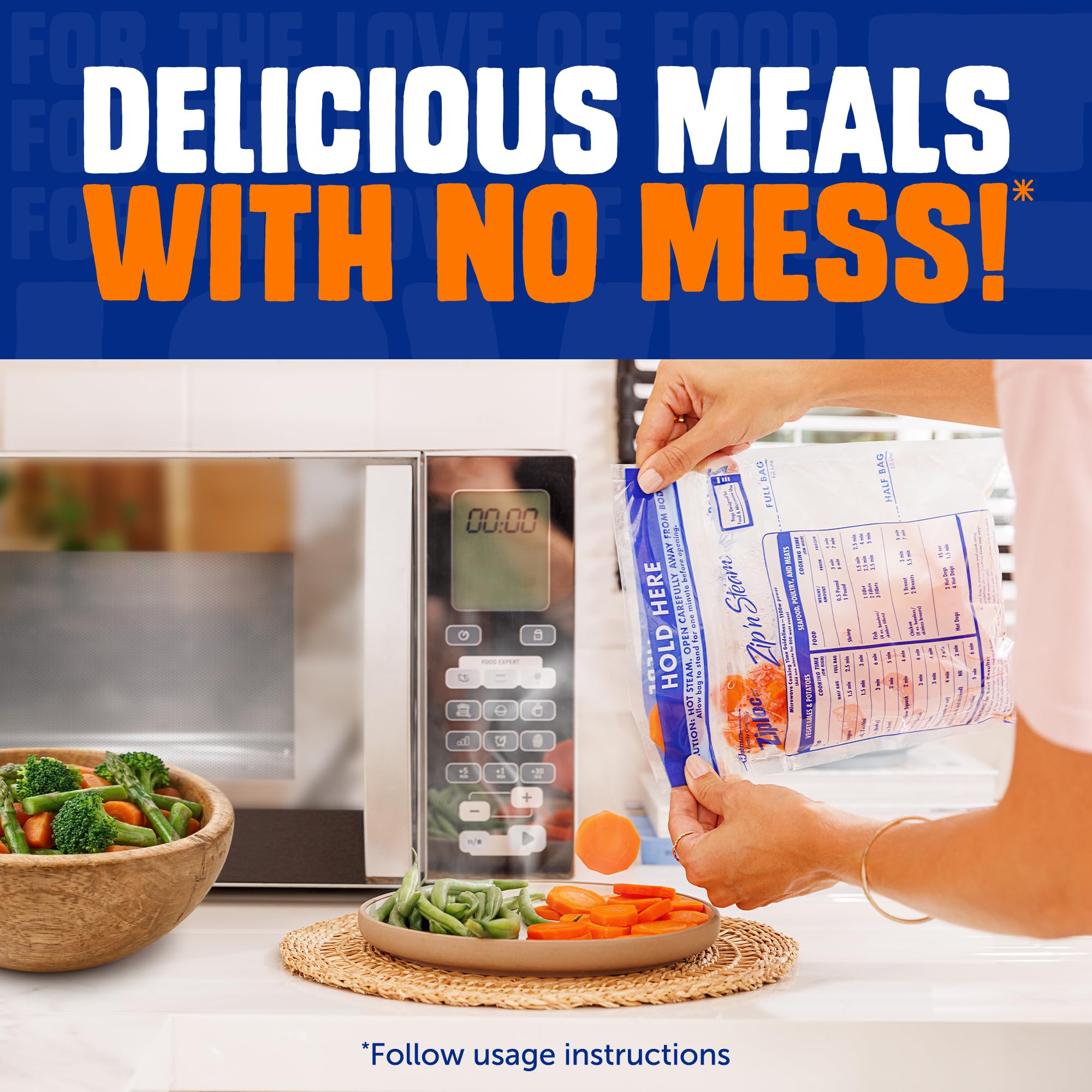 Ziploc Zip 'n Steam Food Storage Cartons for Meal Prep, Healthy Meals in Minutes, Microwave Safe, 10 Count - Image 3