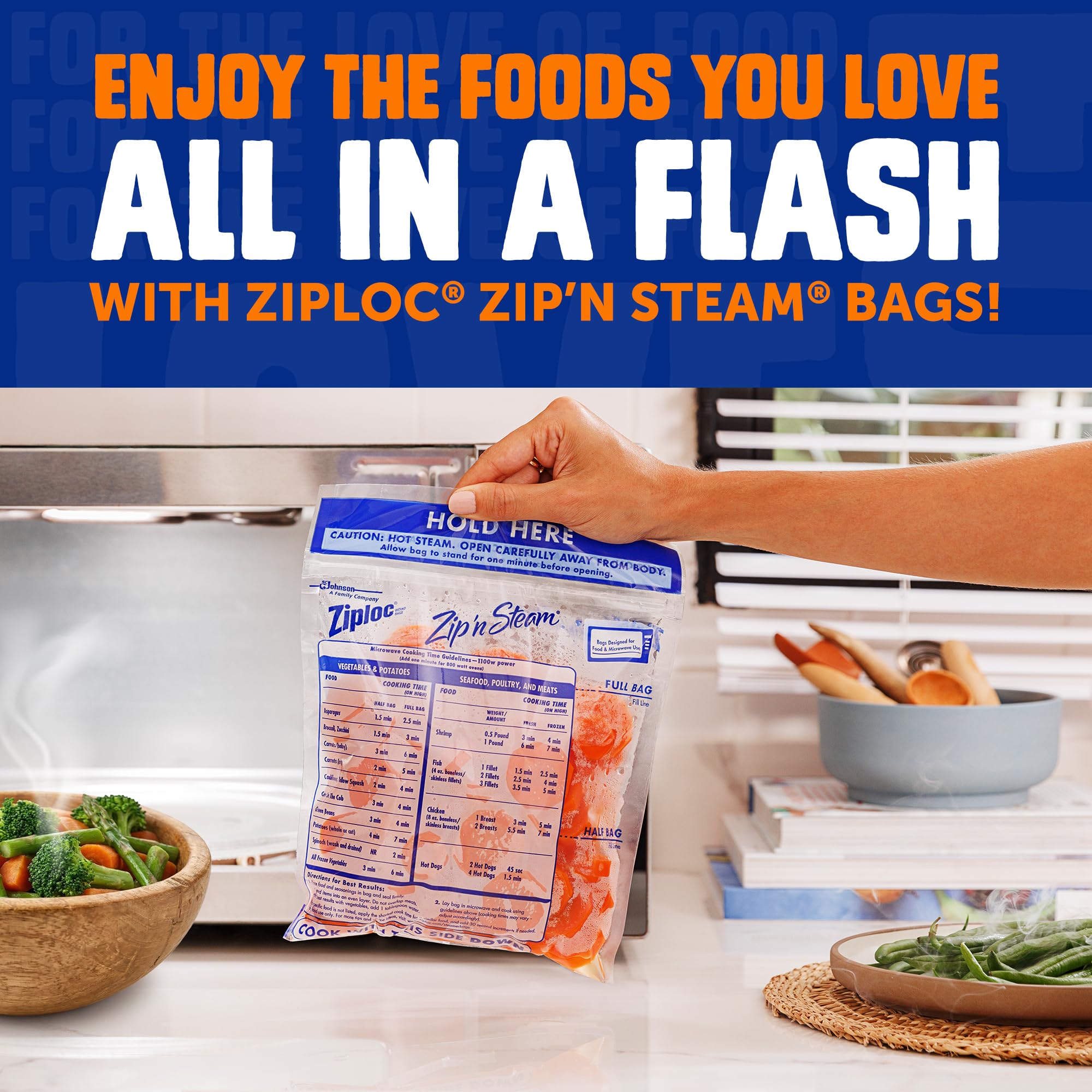 Ziploc Zip 'n Steam Food Storage Cartons for Meal Prep, Healthy Meals in Minutes, Microwave Safe, 10 Count - Image 4